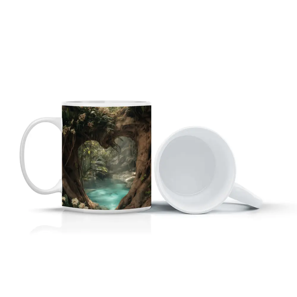 Ancient Tree Arch Tropical Forest River – Mugs