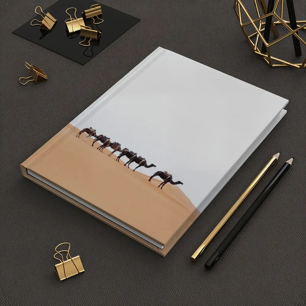 Camel Caravan Walking Across Desert Dunes – Notebooks