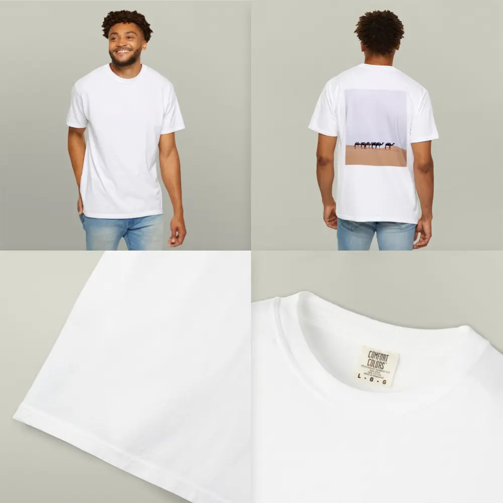 Camel Caravan Walking Across Desert Dunes – T-Shirts