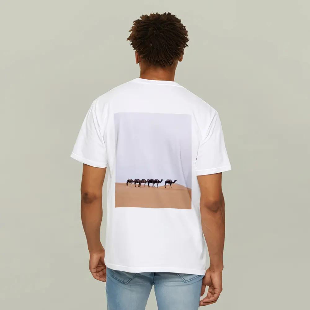 Camel Caravan Walking Across Desert Dunes – T-Shirts
