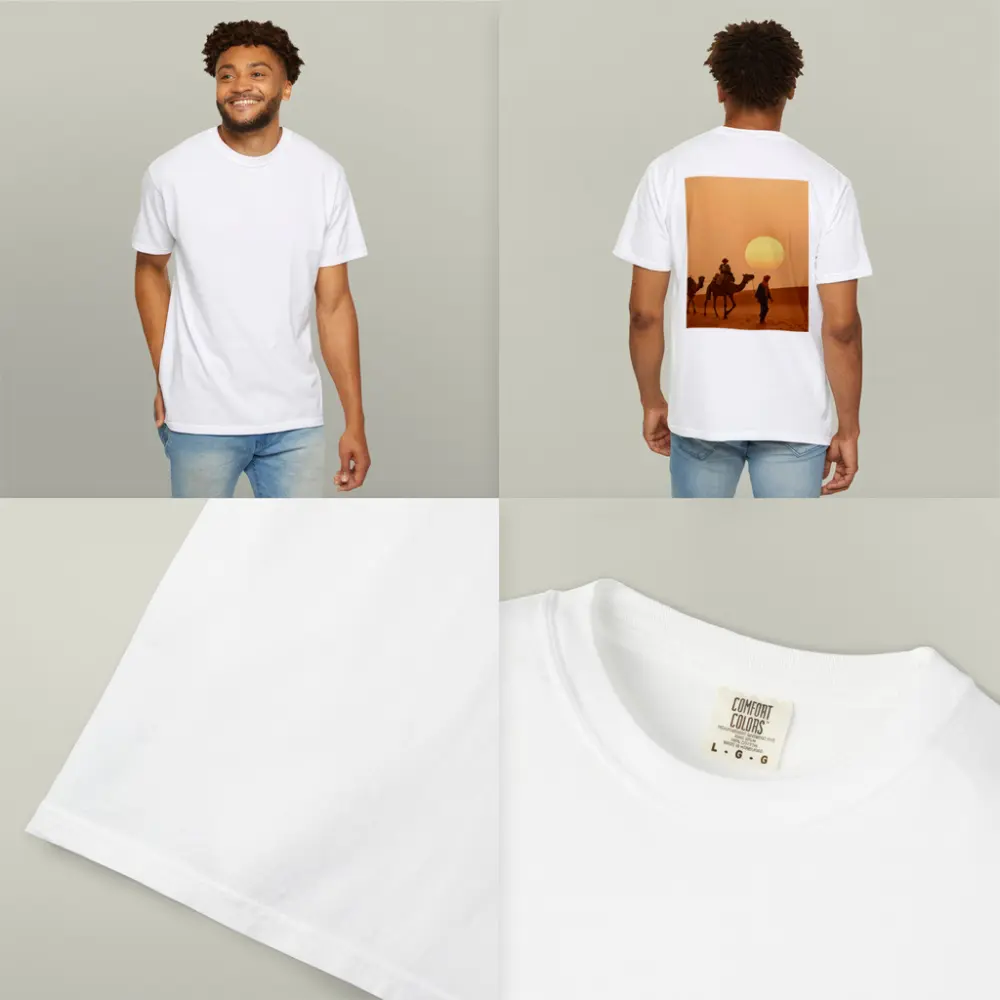 Camel Caravan Walking Desert Golden Sunset – T-Shirts