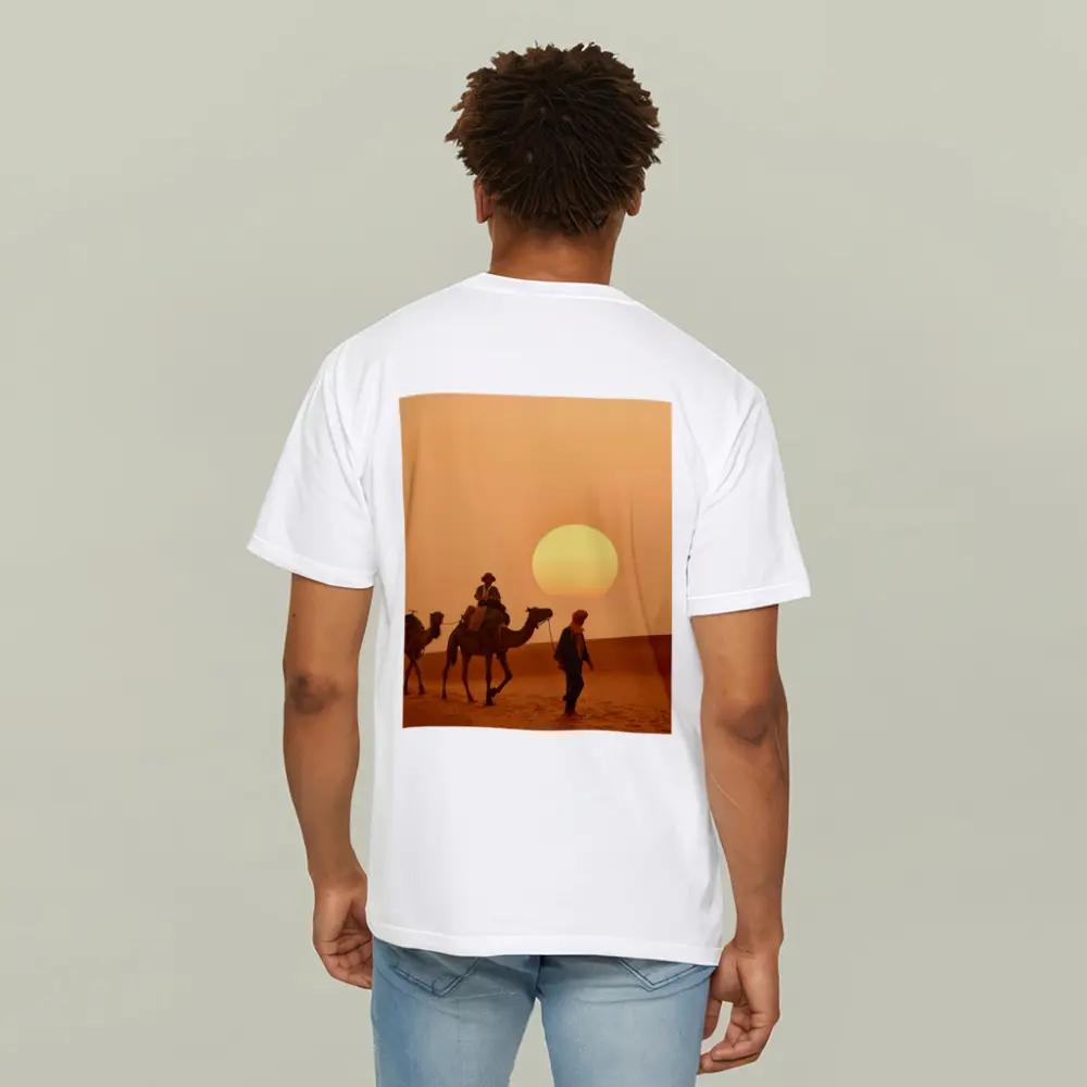 Camel Caravan Walking Desert Golden Sunset – T-Shirts