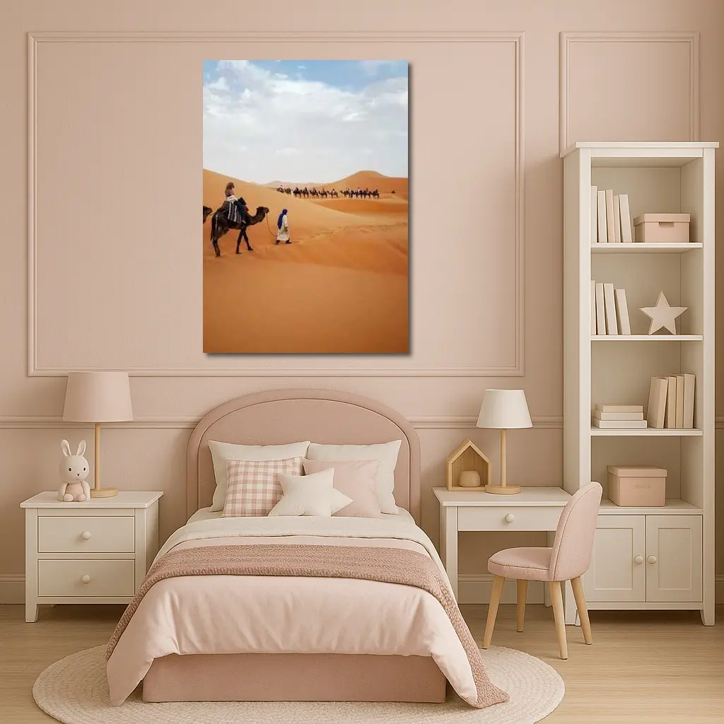 Camel Caravan Crossing Sahara Desert Dunes – Wall Art