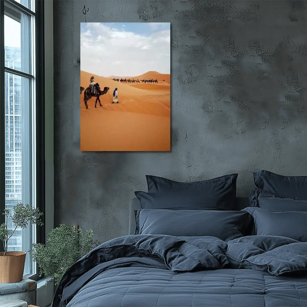 Camel Caravan Crossing Sahara Desert Dunes – Wall Art