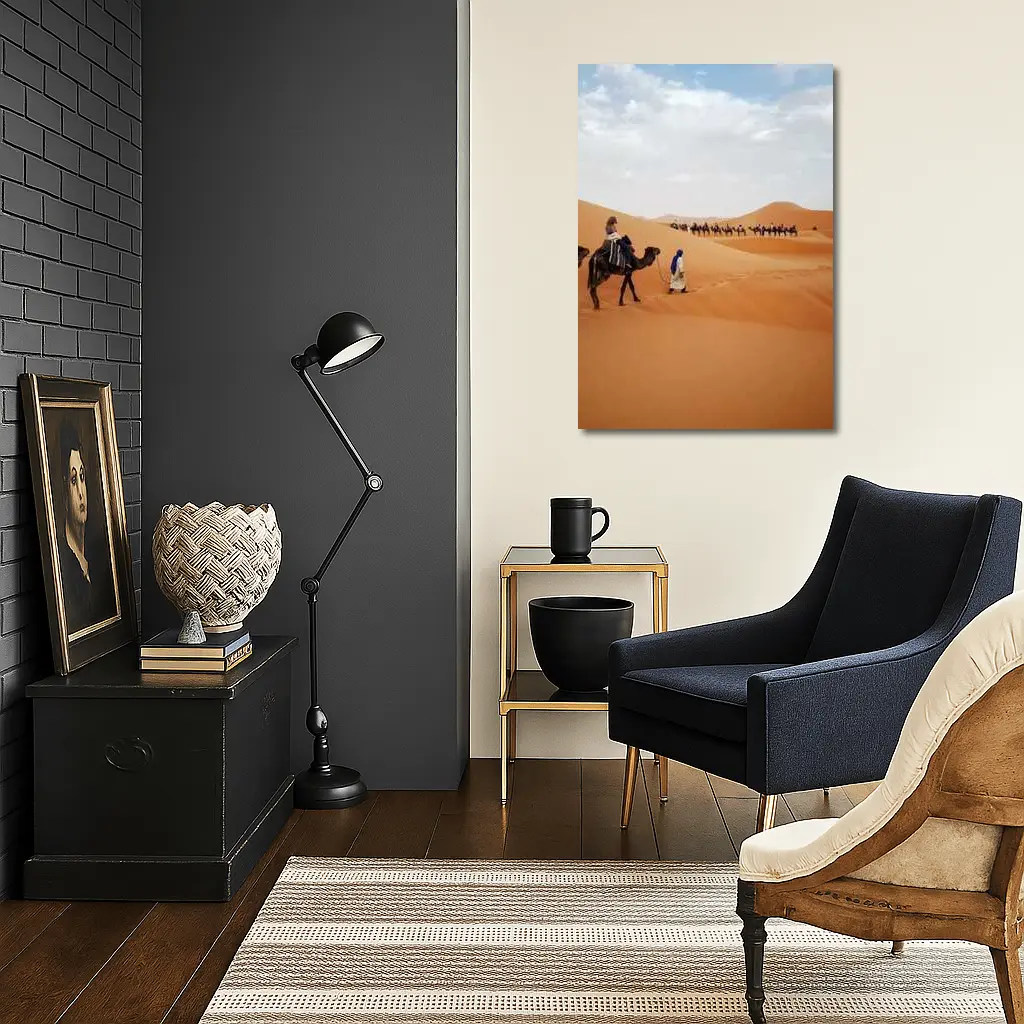 Camel Caravan Crossing Sahara Desert Dunes – Wall Art