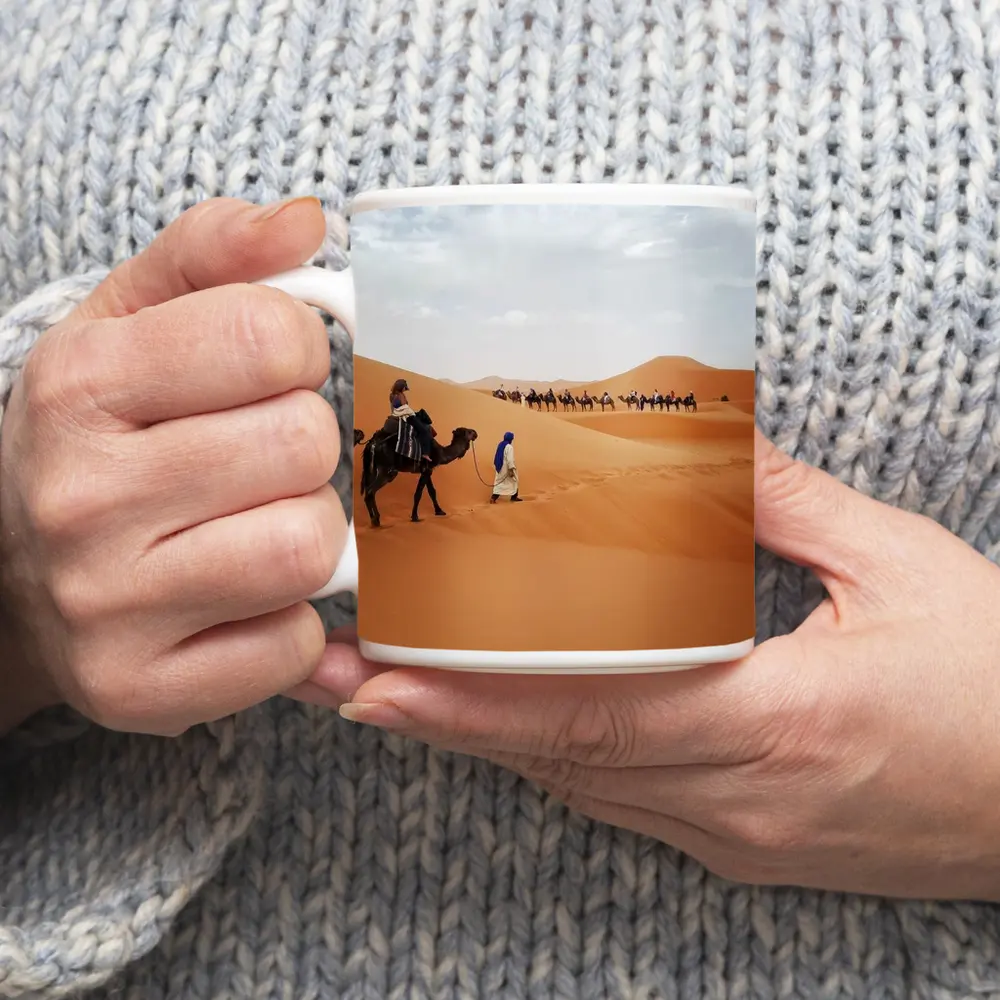 Camel Caravan Crossing Sahara Desert Dunes – Mugs