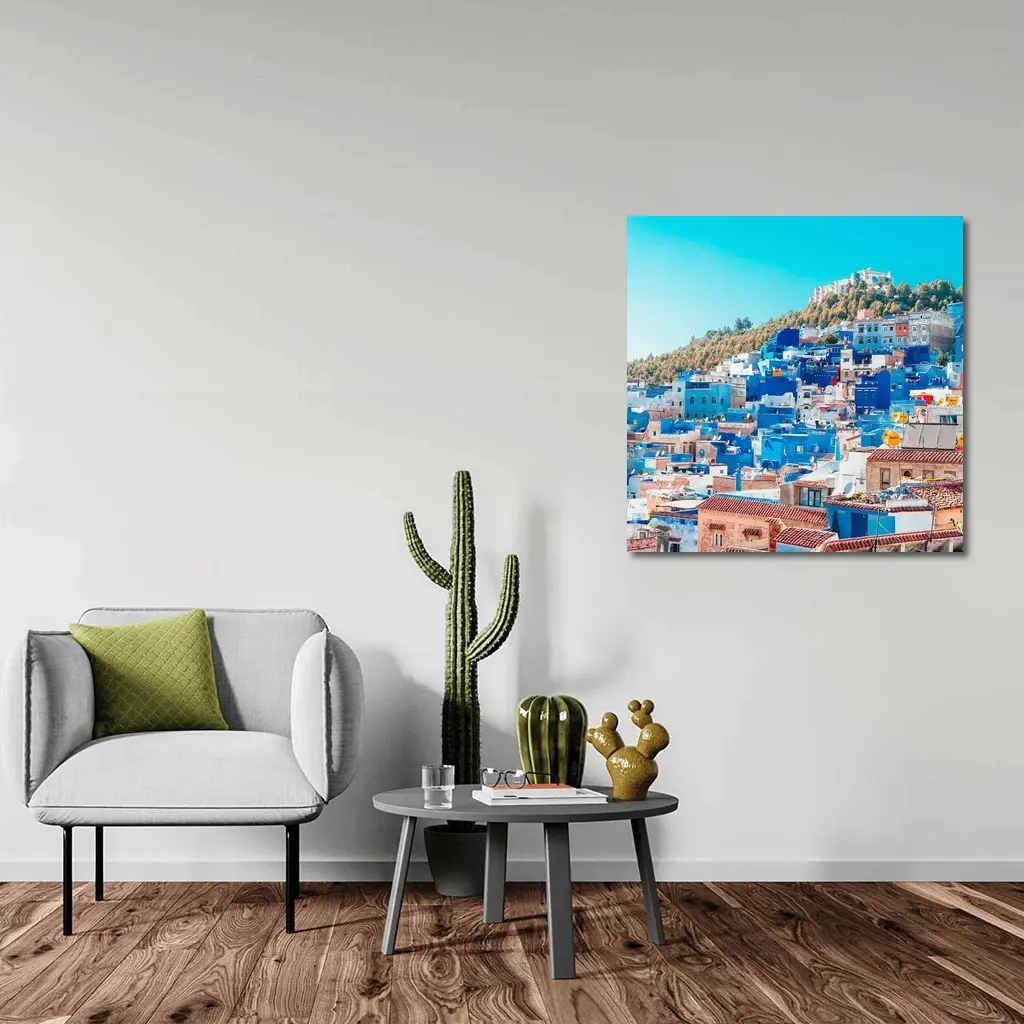 Chefchaouen Blue City Morocco Hillside View – Wall Art