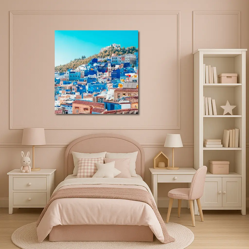 Chefchaouen Blue City Morocco Hillside View – Wall Art