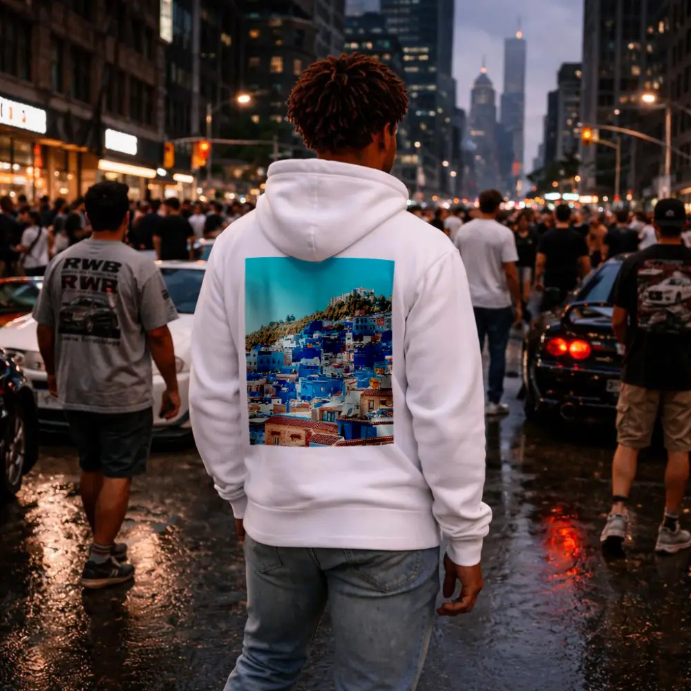 Chefchaouen Blue City Morocco Hillside View – Hoodies