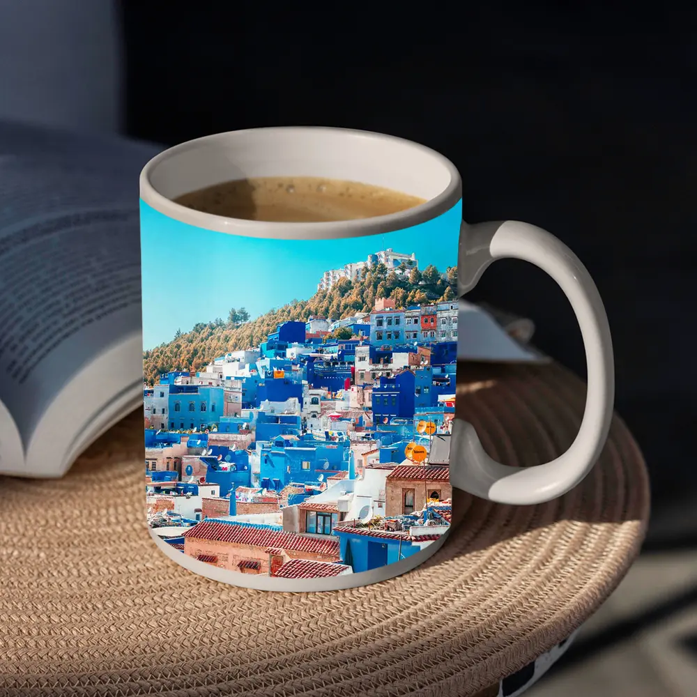 Chefchaouen Blue City Morocco Hillside View – Mugs