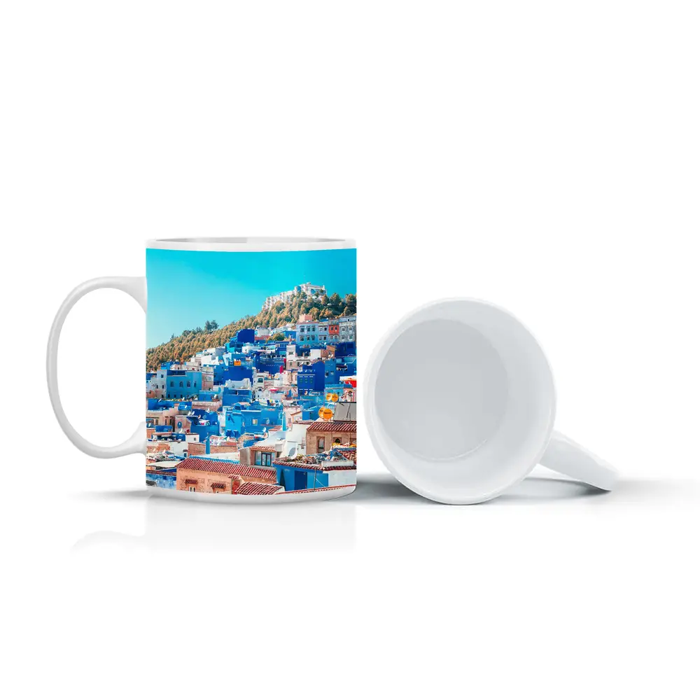 Chefchaouen Blue City Morocco Hillside View – Mugs
