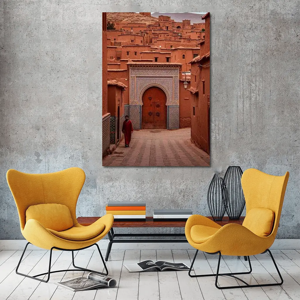 Moroccan Medina Red Clay Village Gate – Wall Art