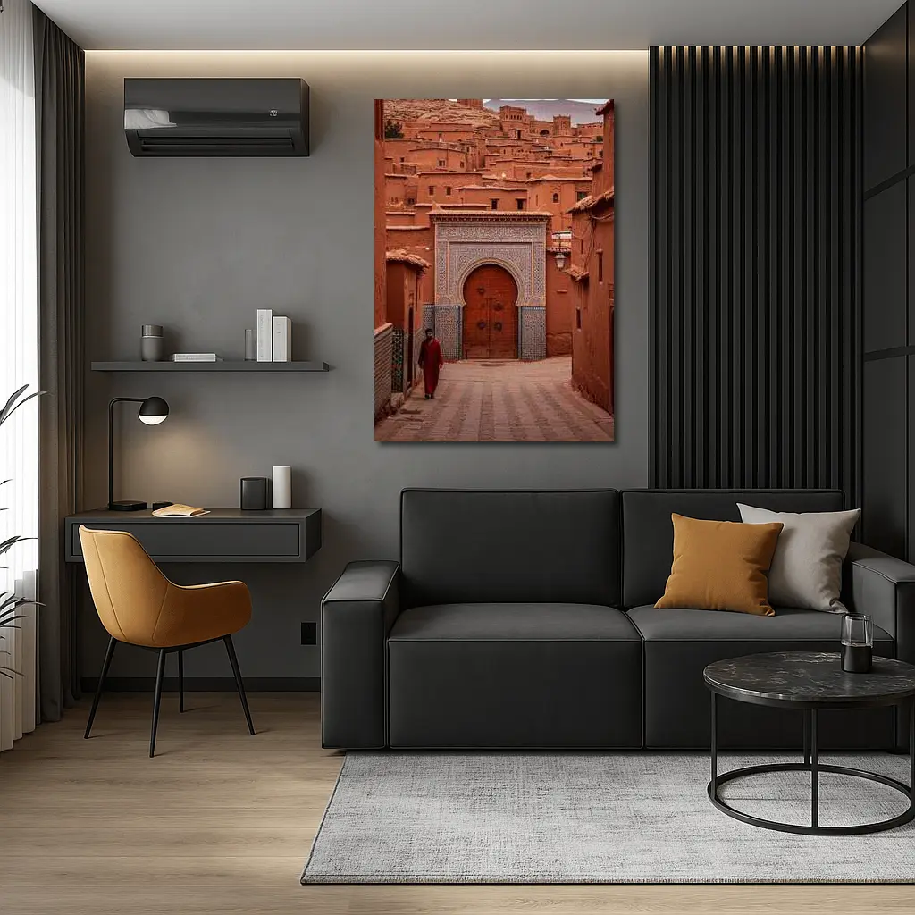 Moroccan Medina Red Clay Village Gate – Wall Art