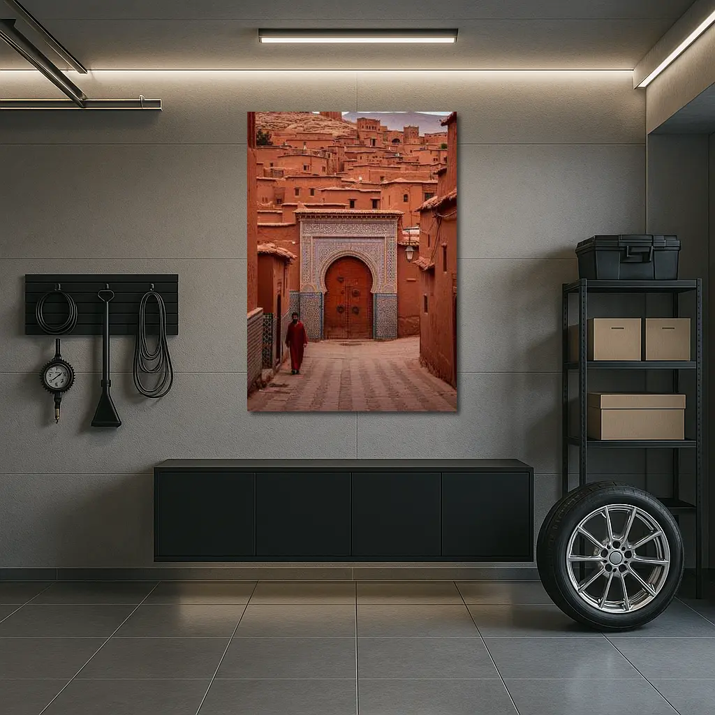 Moroccan Medina Red Clay Village Gate – Wall Art