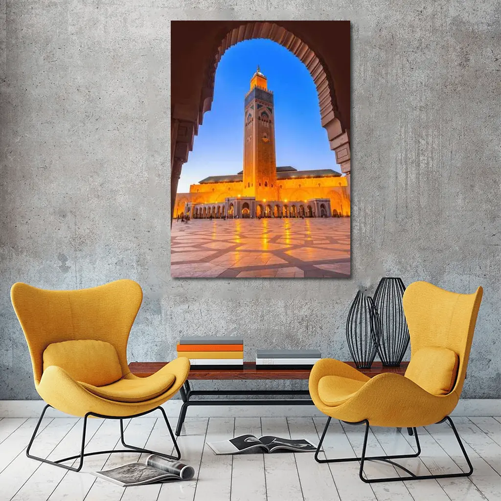 Hassan II Mosque Casablanca Morocco Night – Wall Art
