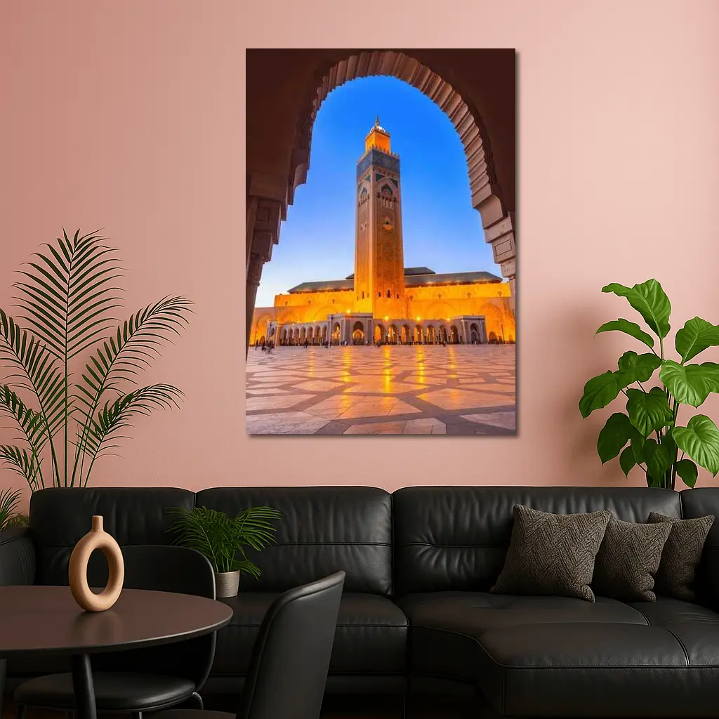 Hassan II Mosque Casablanca Morocco Night – Wall Art