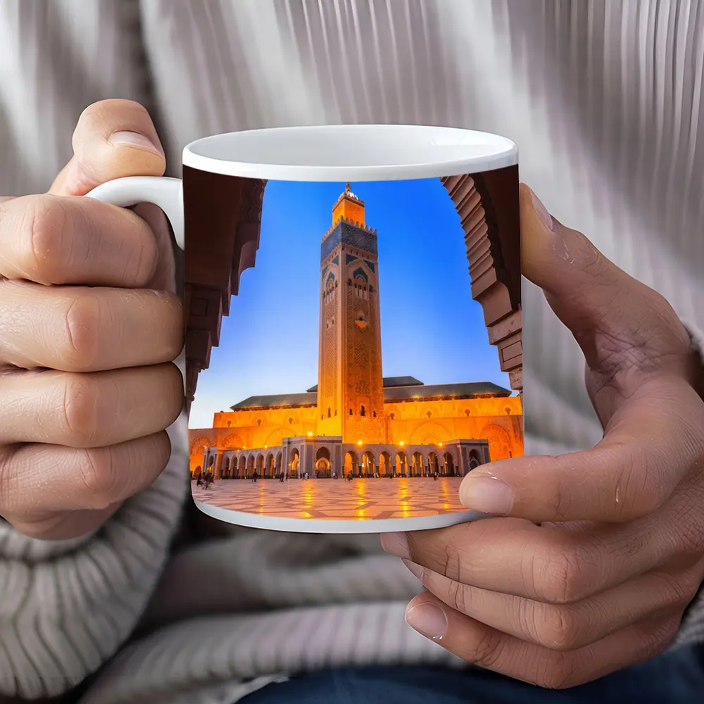 Hassan II Mosque Casablanca Morocco Night – Mugs