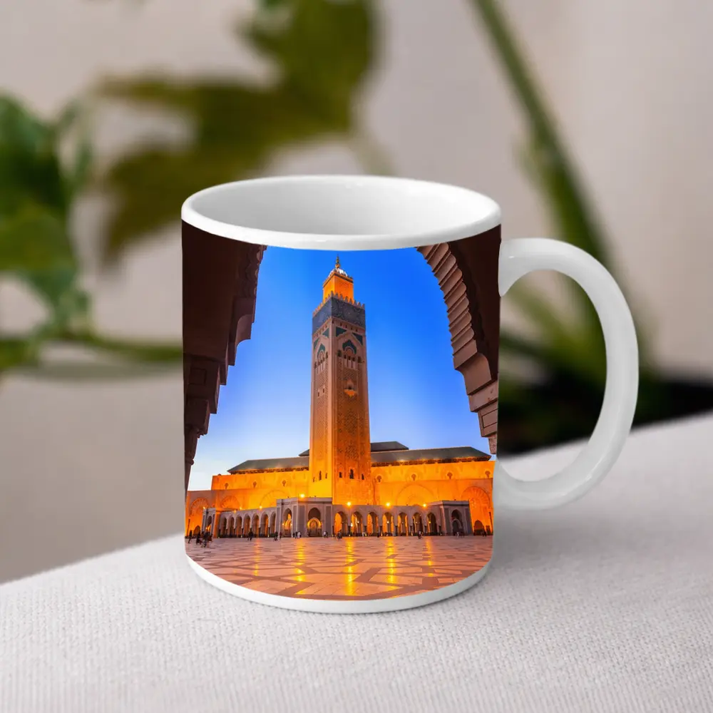 Hassan II Mosque Casablanca Morocco Night – Mugs
