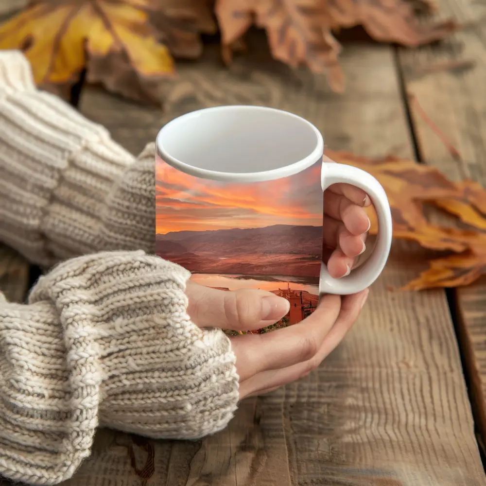 Morocco Sunset Village Lake Mountain View – Mugs