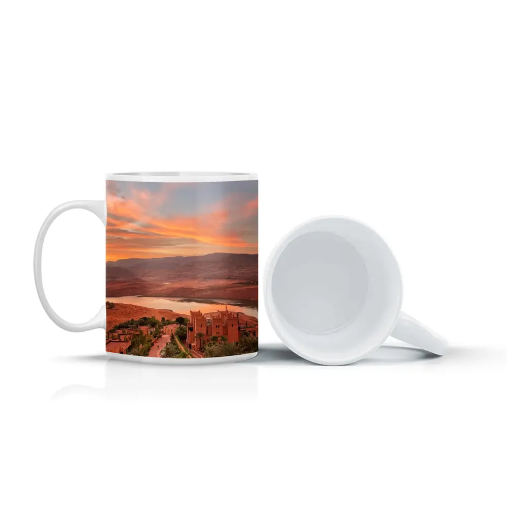 Morocco Sunset Village Lake Mountain View – Mugs