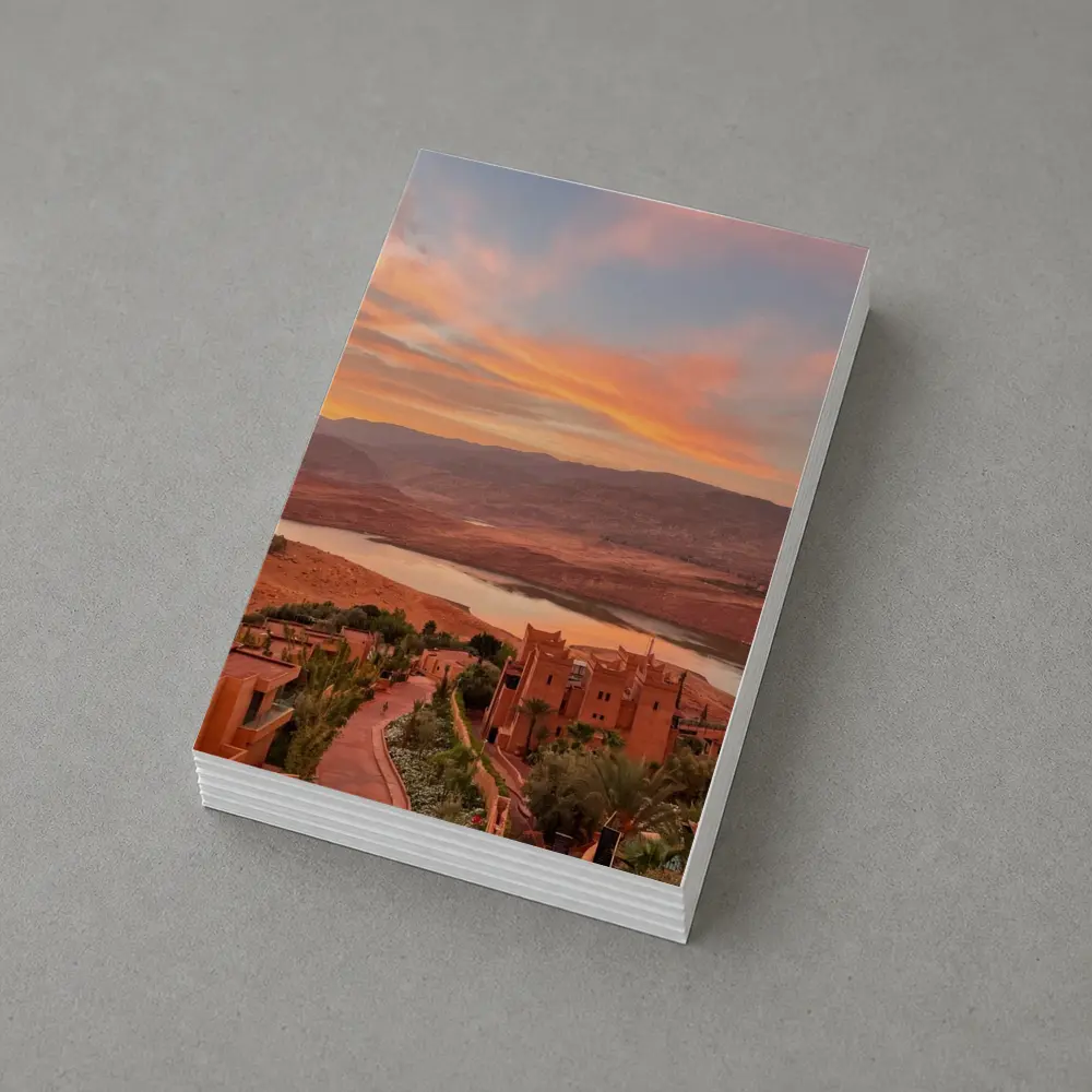 Morocco Sunset Village Lake Mountain View – Postcards