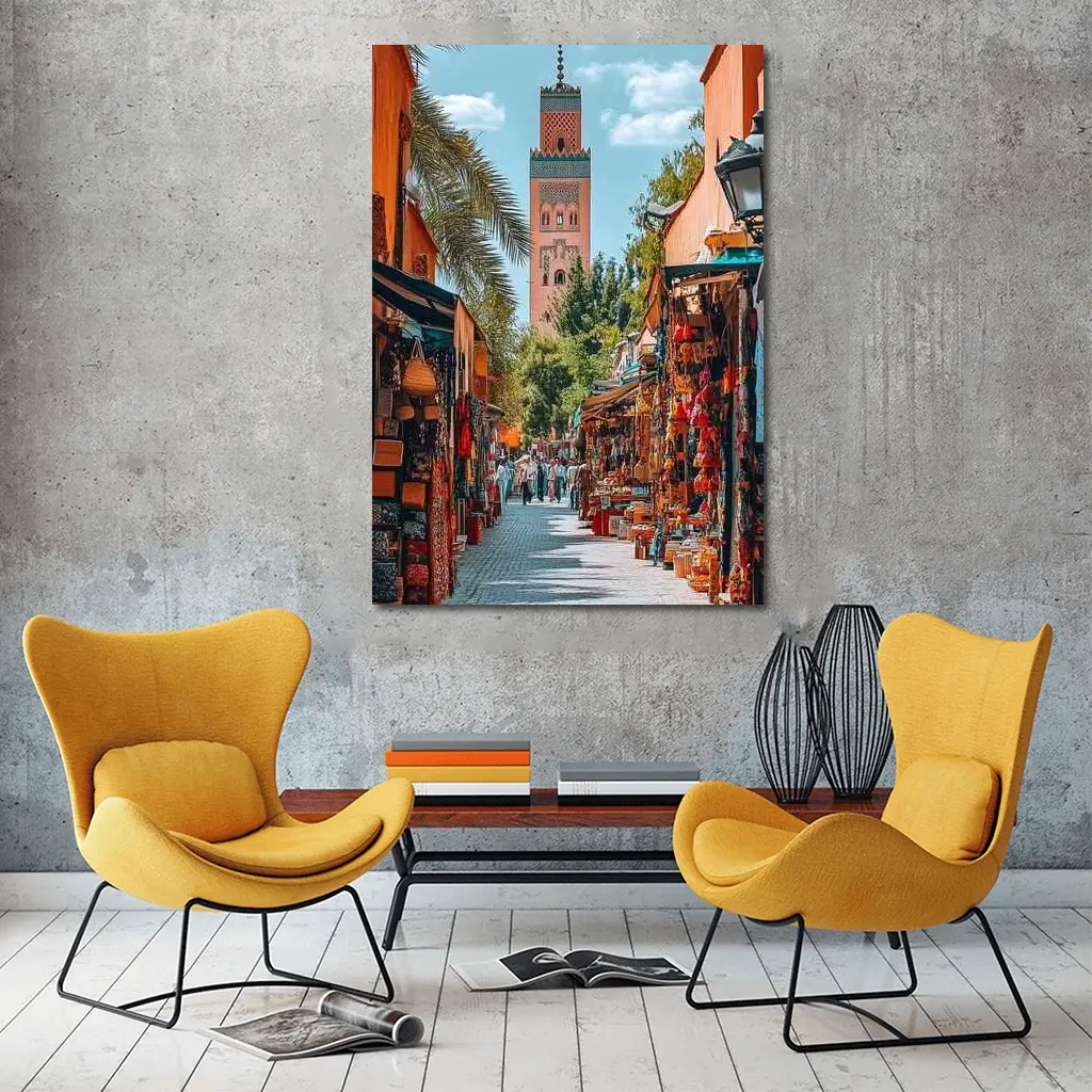 Marrakech Market Street Koutoubia Mosque Morocco – Wall Art