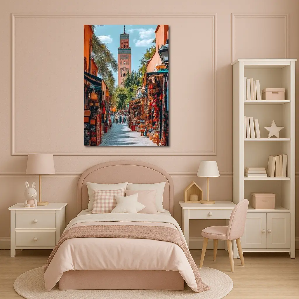 Marrakech Market Street Koutoubia Mosque Morocco – Wall Art