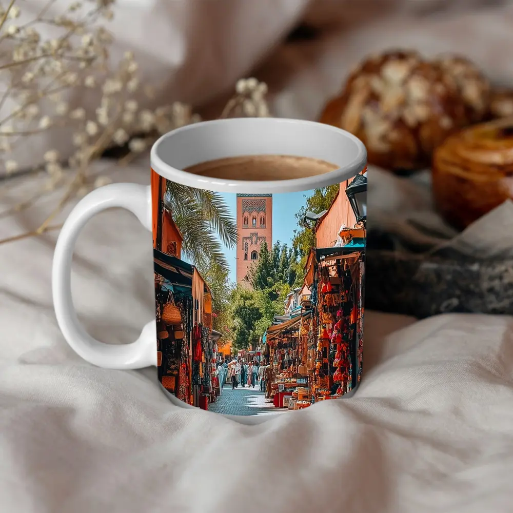 Marrakech Market Street Koutoubia Mosque Morocco – Mugs