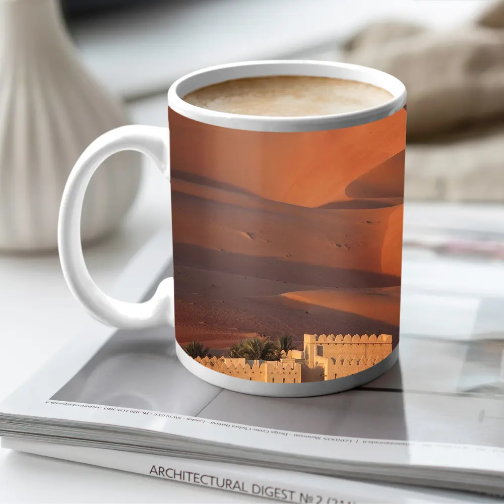 Desert Fortress Among Golden Sand Dunes – Mugs