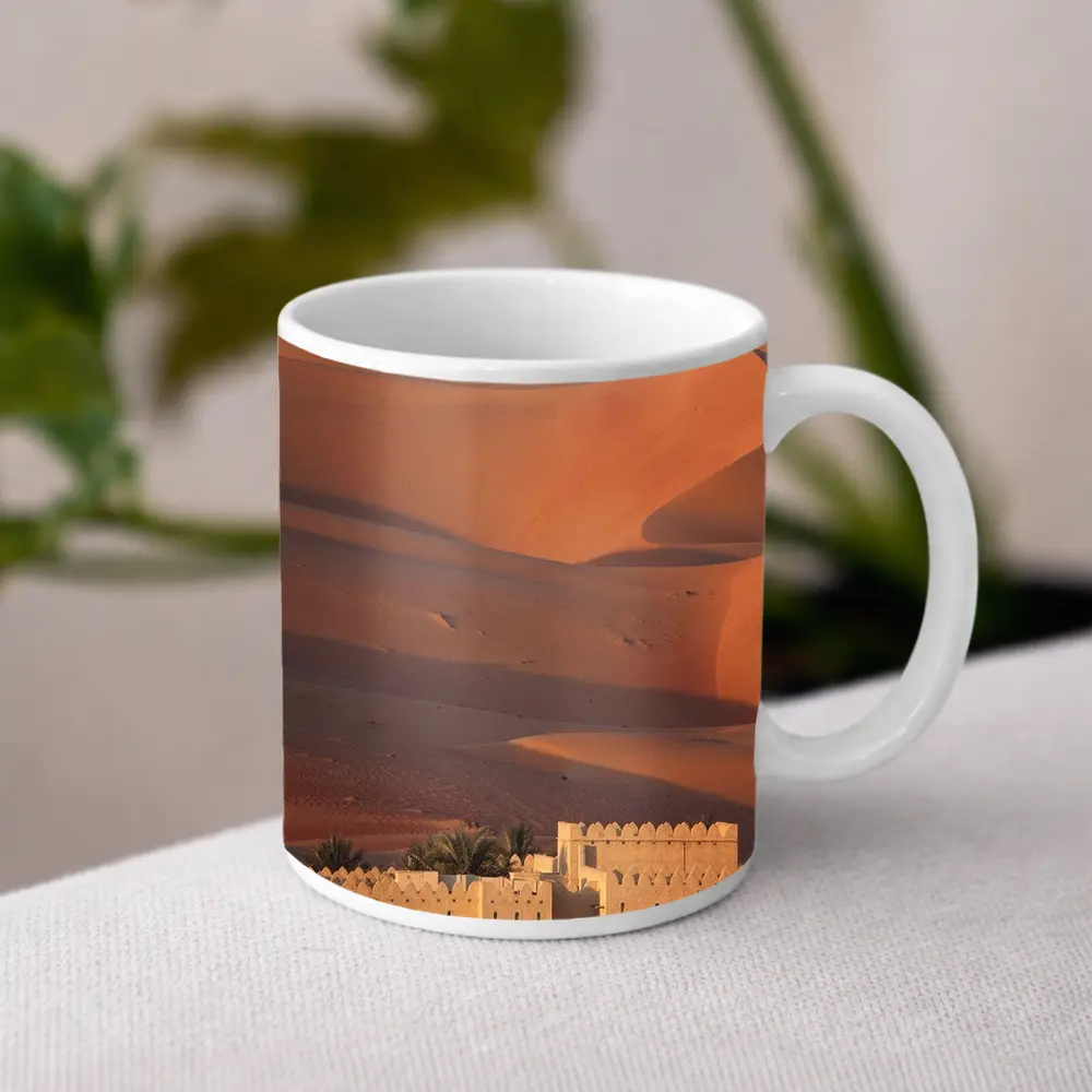 Desert Fortress Among Golden Sand Dunes – Mugs