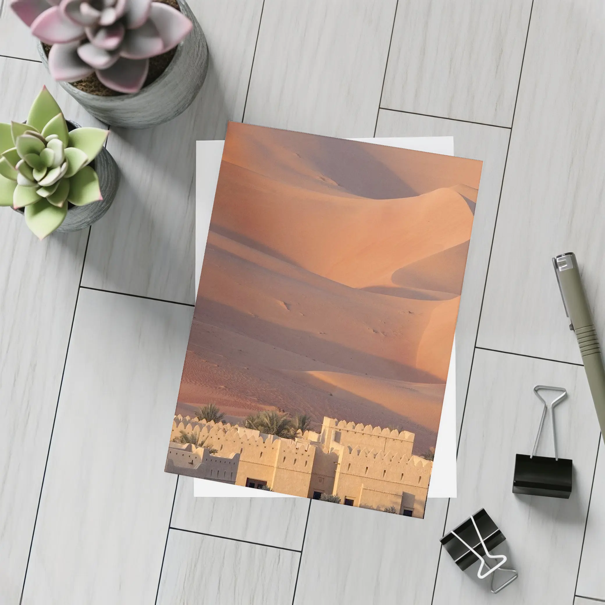 Desert Fortress Among Golden Sand Dunes – Postcards