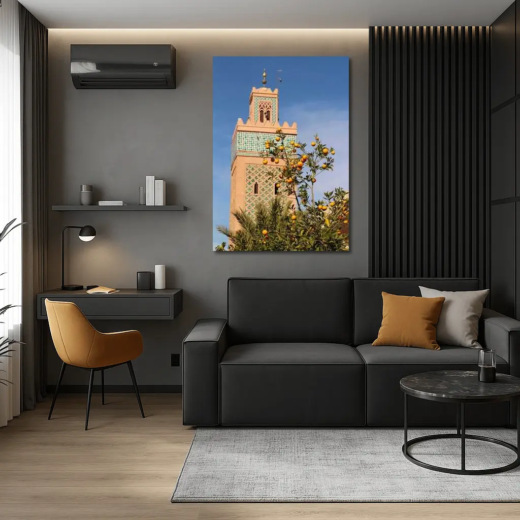 Marrakech Minaret Orange Tree Blue Sky – Wall Art