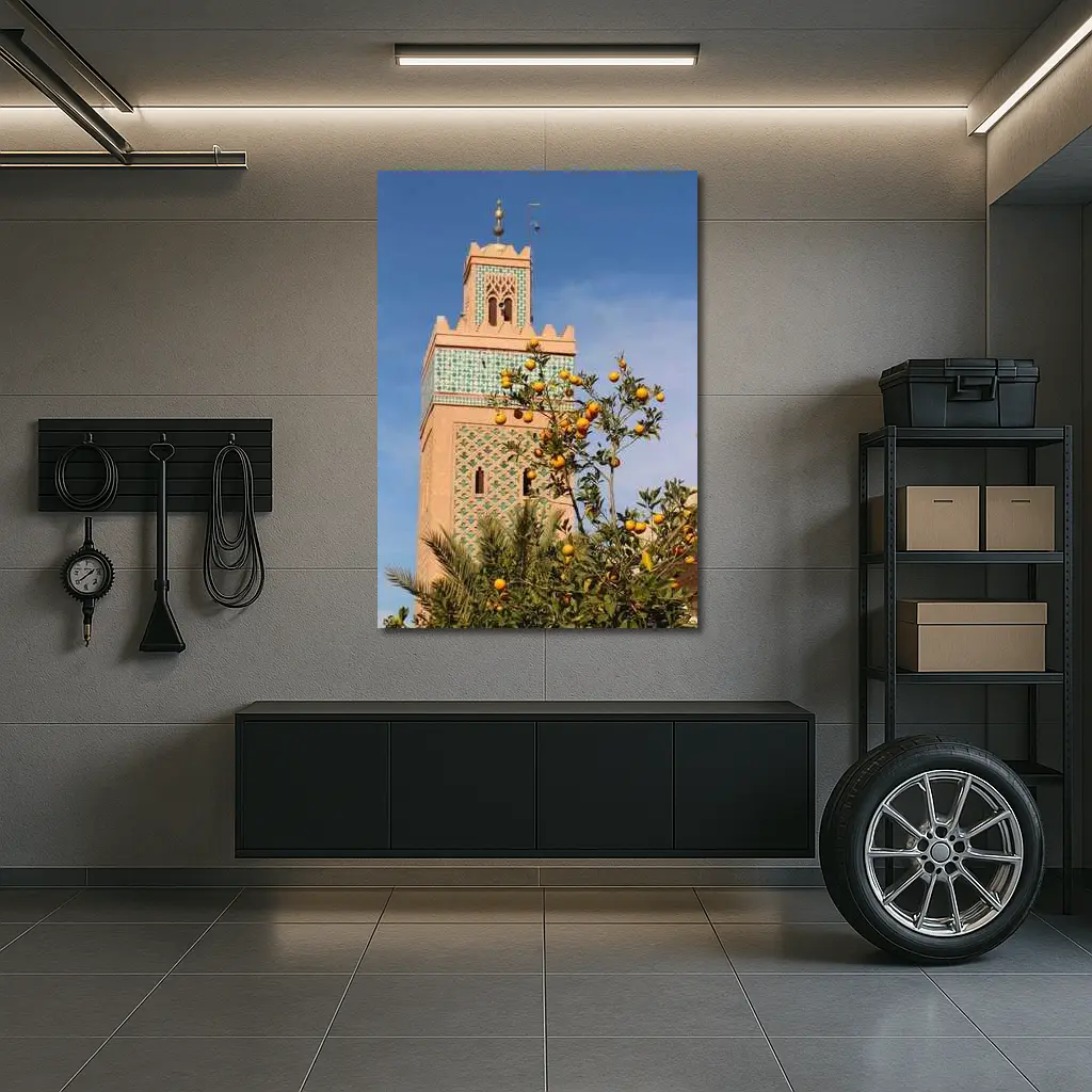 Marrakech Minaret Orange Tree Blue Sky – Wall Art