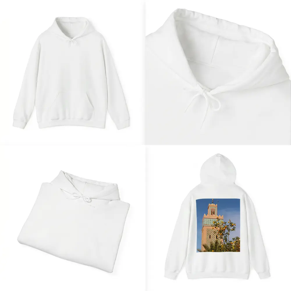 Marrakech Minaret Orange Tree Blue Sky – Hoodies