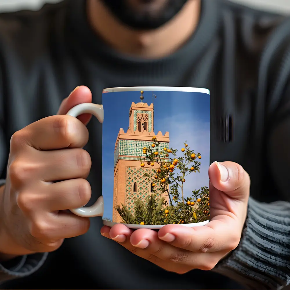 Marrakech Minaret Orange Tree Blue Sky – Mugs