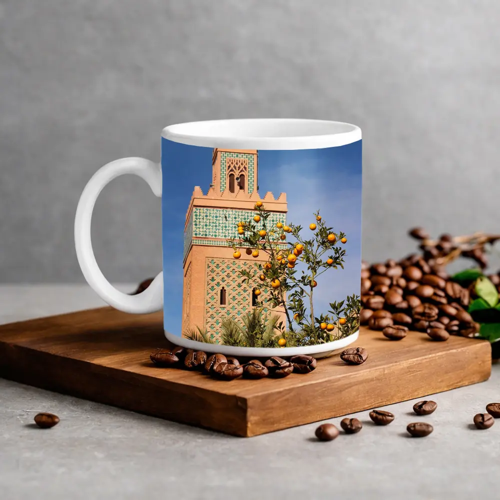 Marrakech Minaret Orange Tree Blue Sky – Mugs