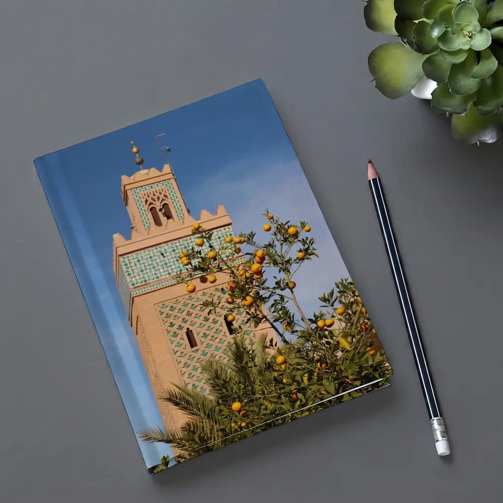Marrakech Minaret Orange Tree Blue Sky – Notebooks
