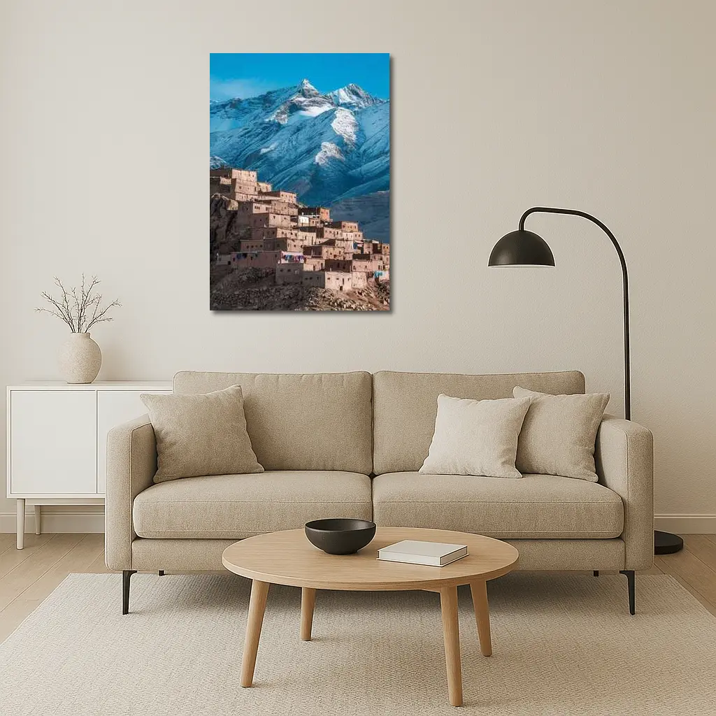 Moroccan Village Atlas Mountains Snow Peaks – Wall Art