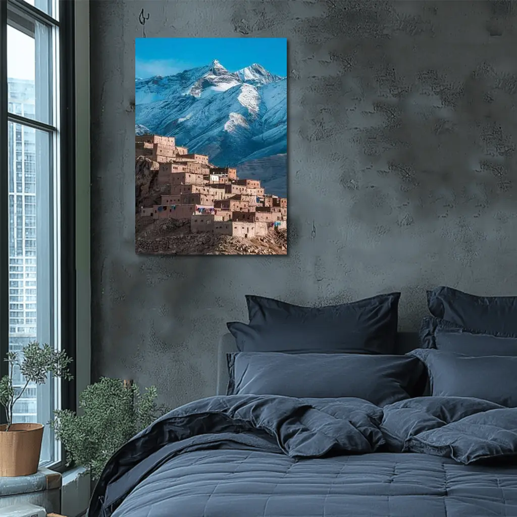 Moroccan Village Atlas Mountains Snow Peaks – Wall Art