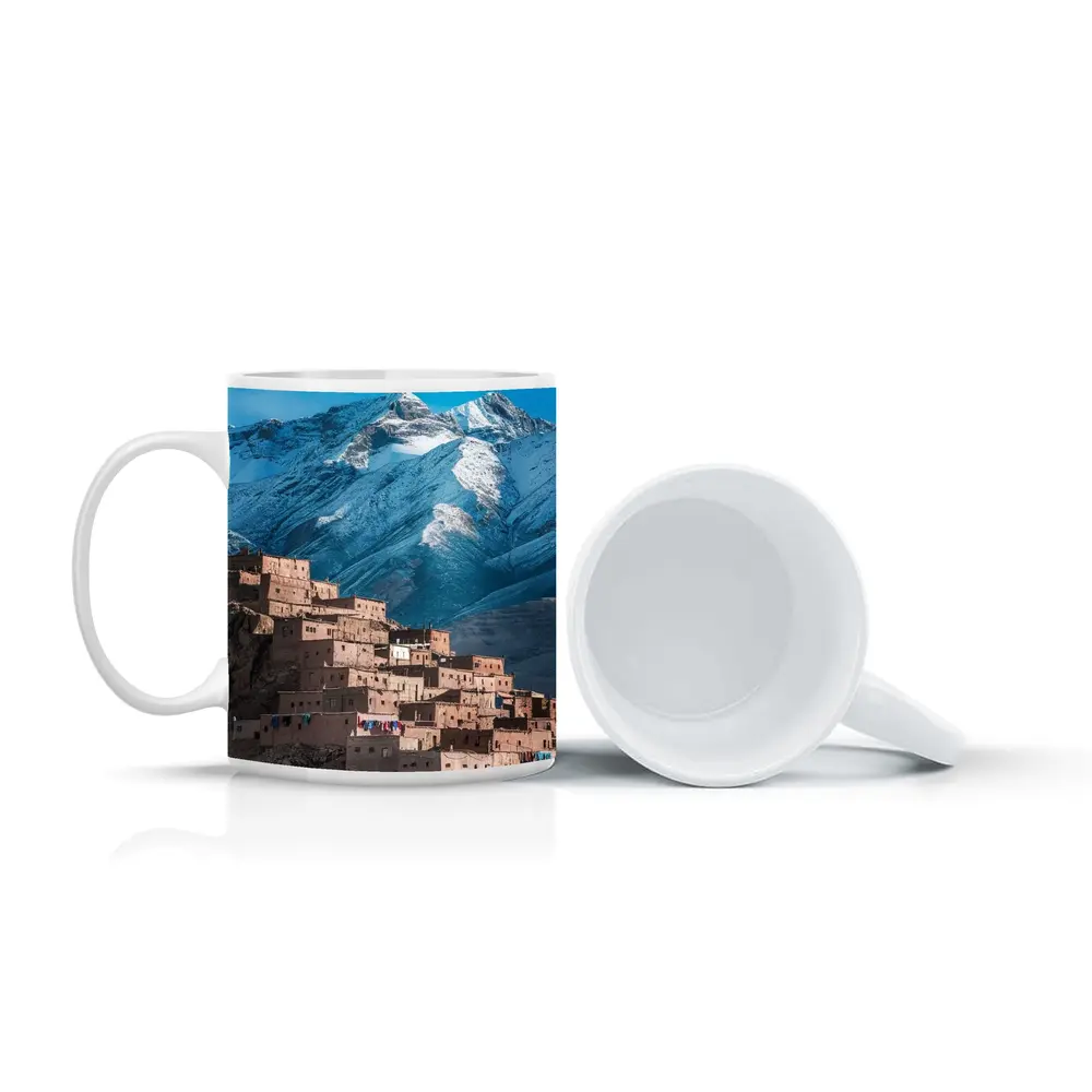 Moroccan Village Atlas Mountains Snow Peaks – Mugs