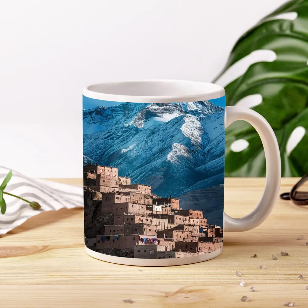 Moroccan Village Atlas Mountains Snow Peaks – Mugs
