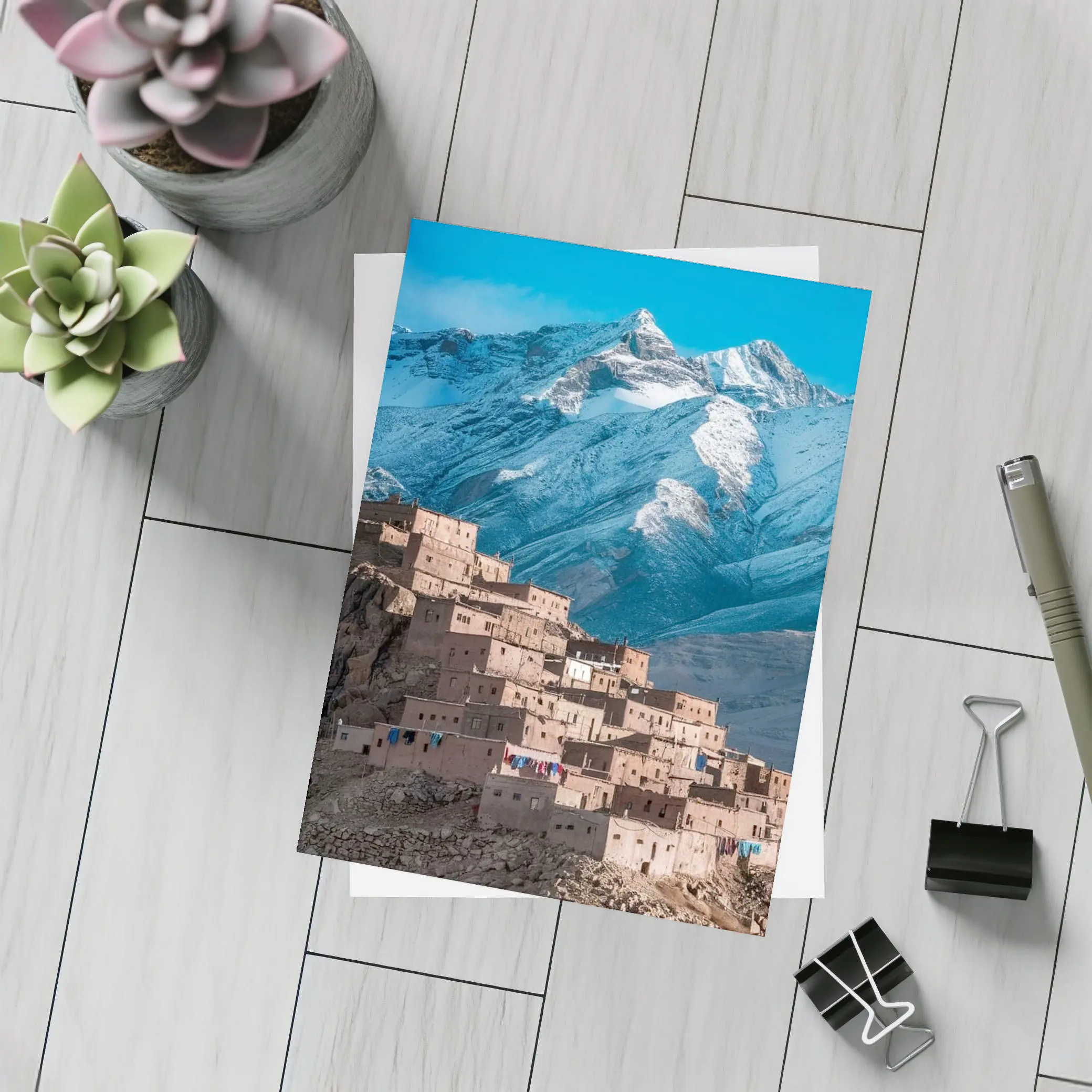 Moroccan Village Atlas Mountains Snow Peaks – Postcards