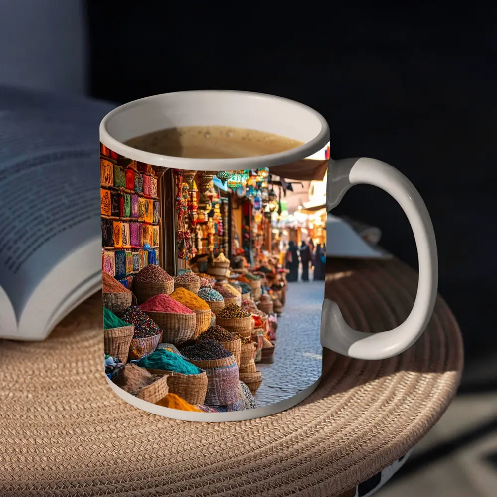 Marrakech Spice Market Colorful Bazaar Street – Mugs
