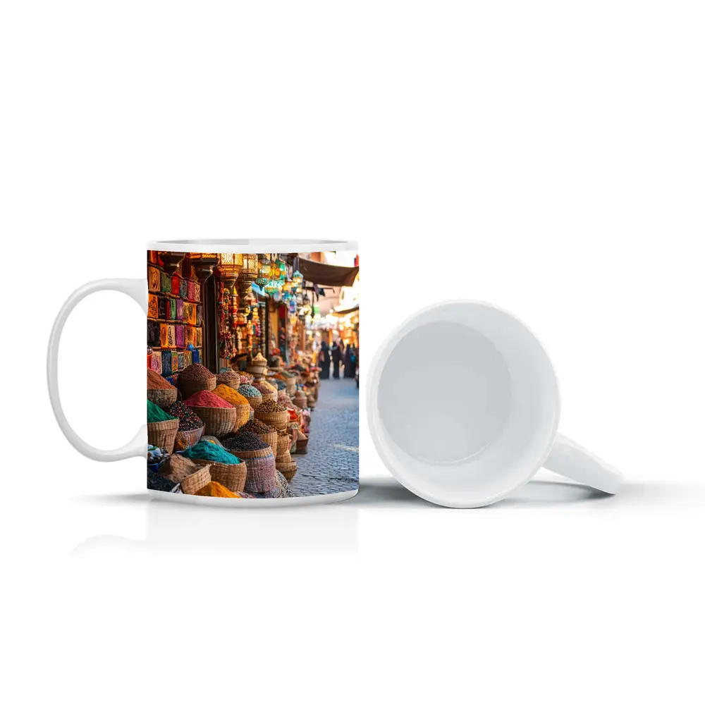 Marrakech Spice Market Colorful Bazaar Street – Mugs