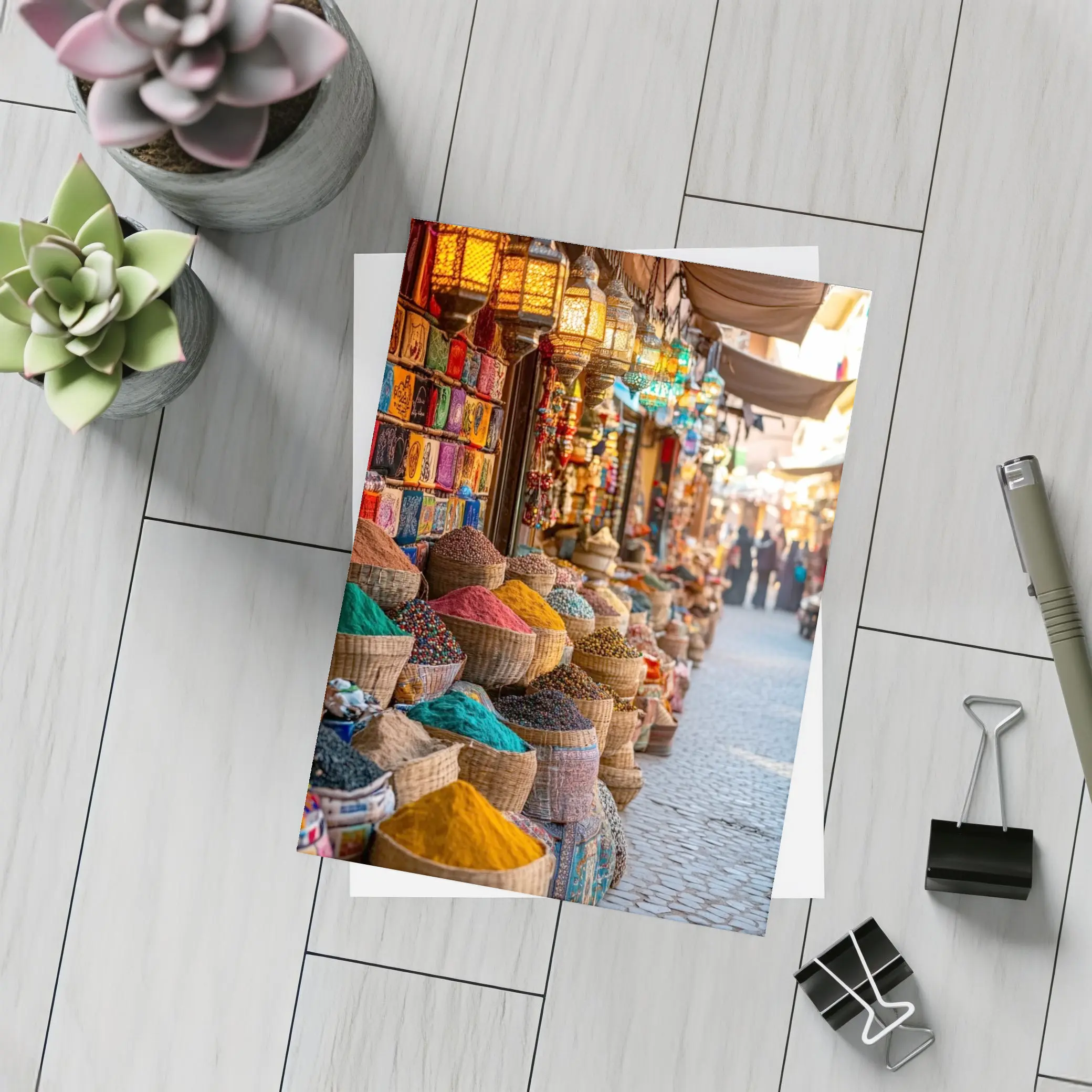 Marrakech Spice Market Colorful Bazaar Street – Postcards