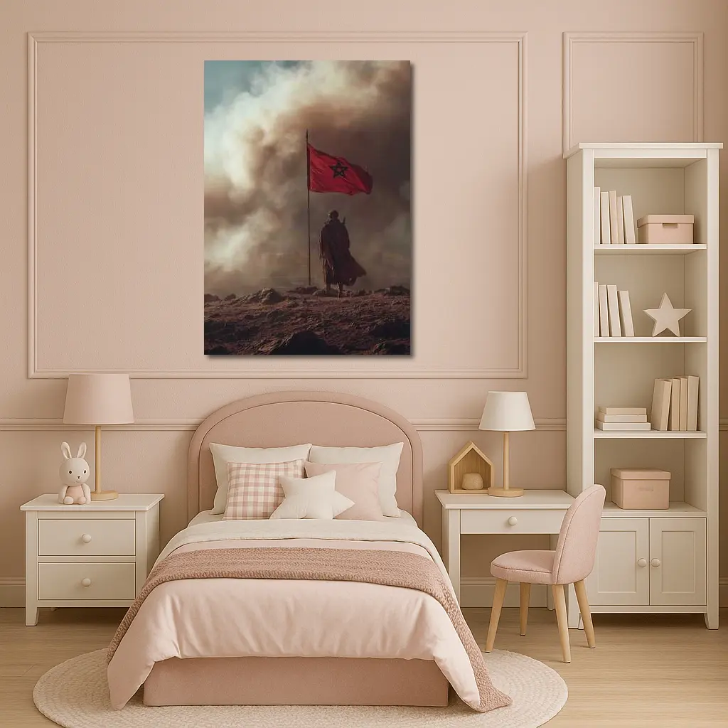 Morocco Flag Man Desert Dust Storm – Wall Art