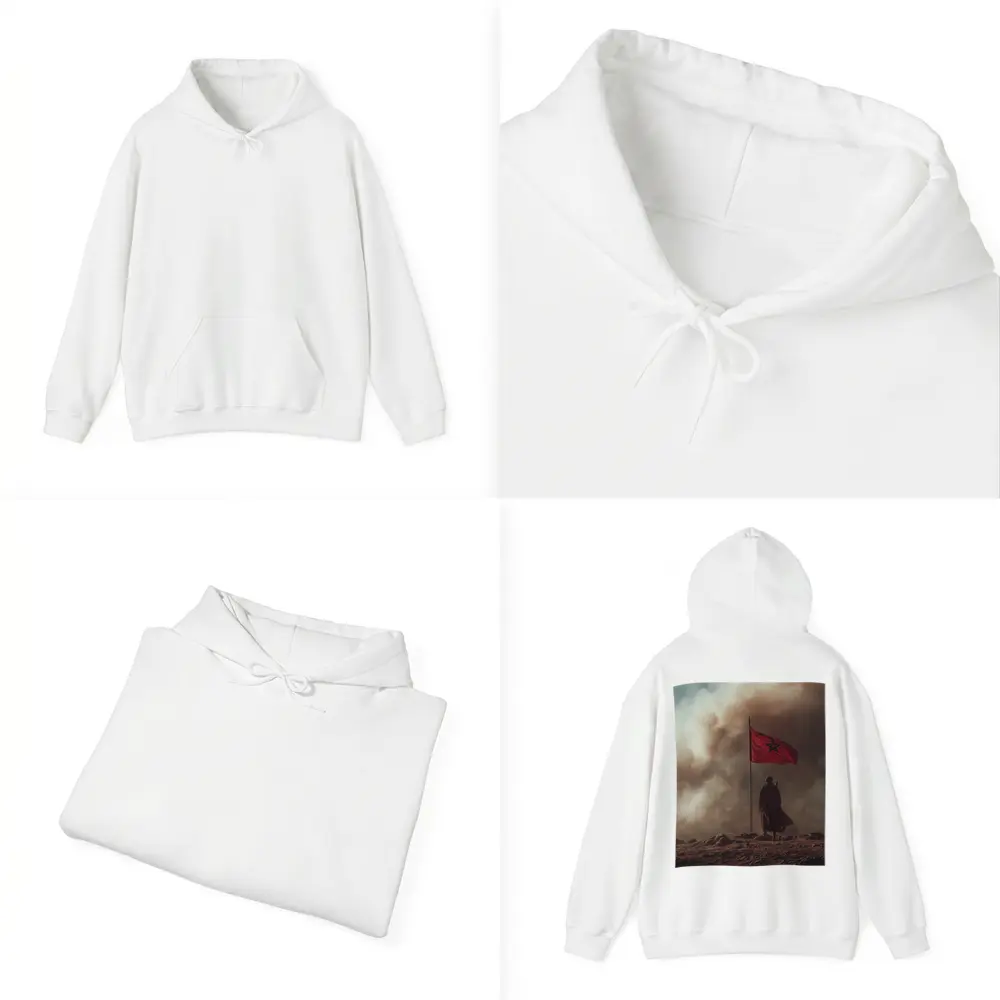 Morocco Flag Man Desert Dust Storm – Hoodies