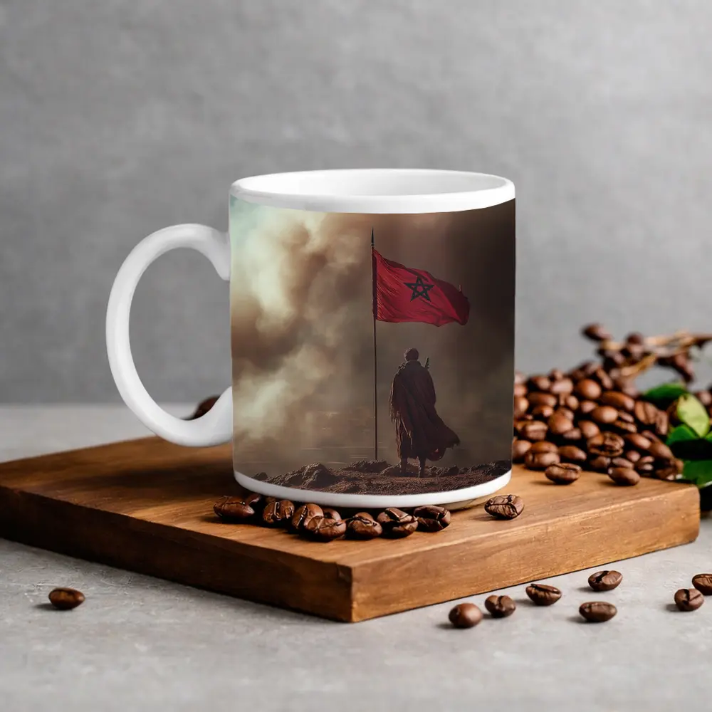 Morocco Flag Man Desert Dust Storm – Mugs