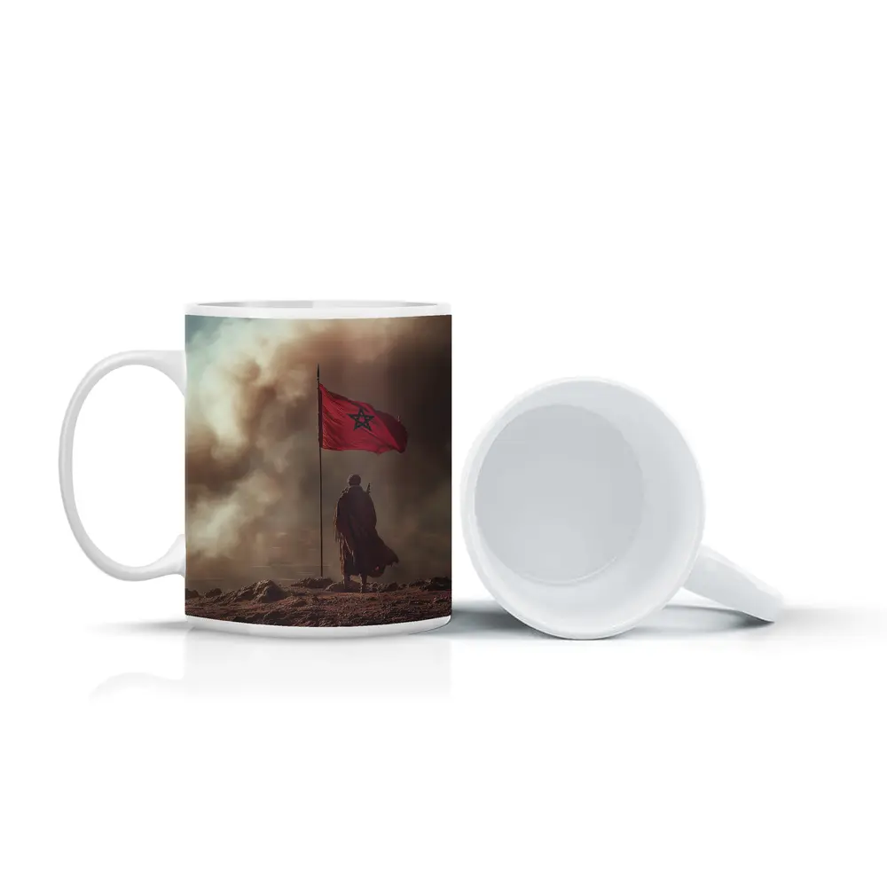 Morocco Flag Man Desert Dust Storm – Mugs