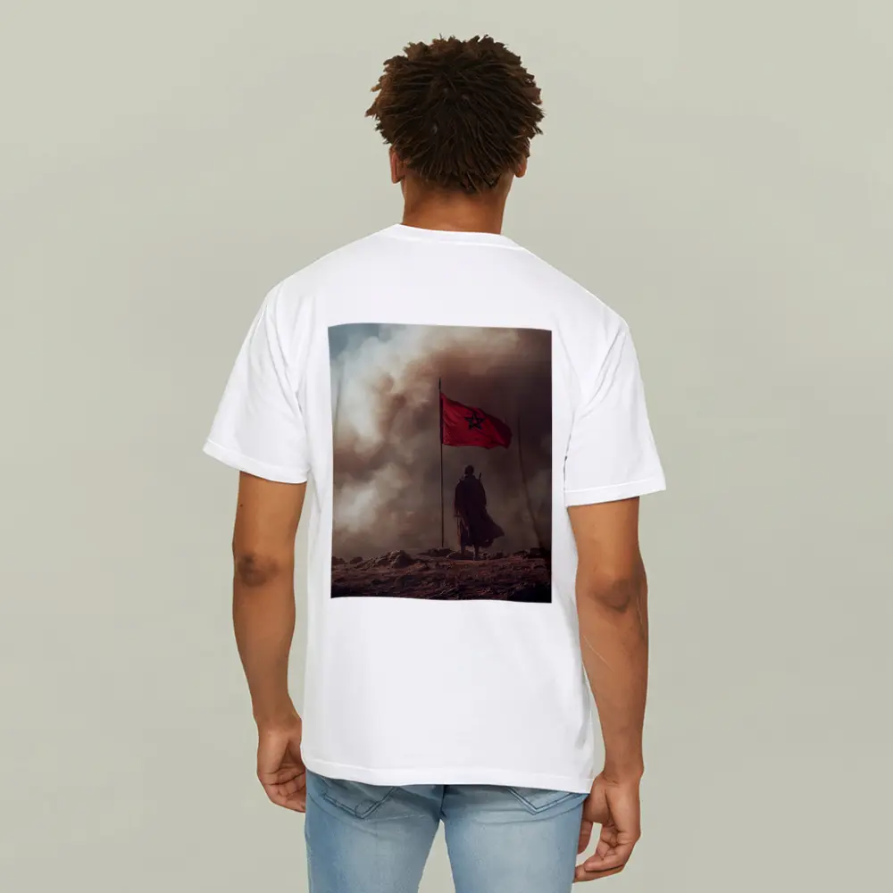 Morocco Flag Man Desert Dust Storm – T-Shirts